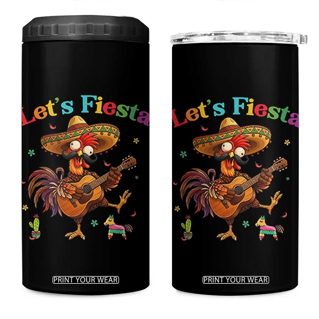 Lets Fiesta Cinco de May 4 in 1 Can Cooler Tumbler Funny Chicken Playing Guitar TS12 One Size: 16 oz Black Print Your Wear