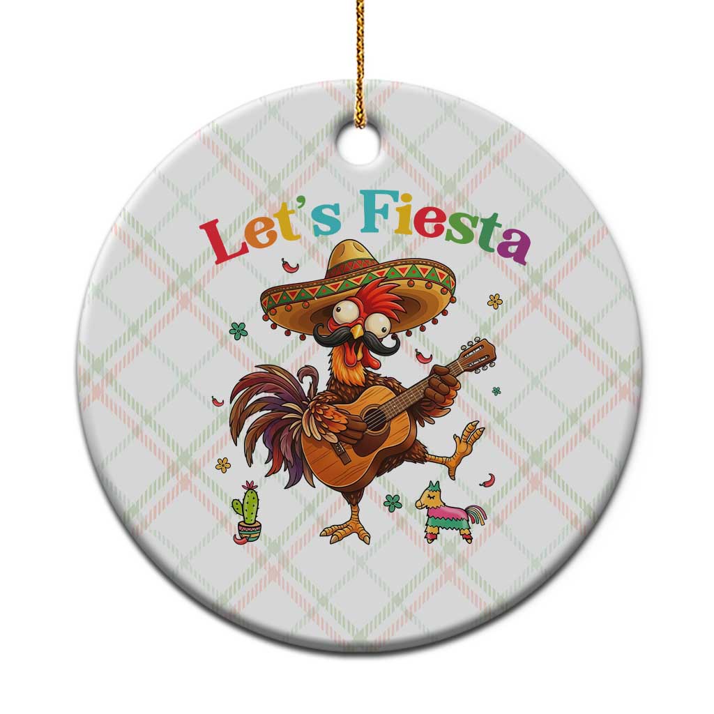 Lets Fiesta Cinco de May Ceramic Ornament Funny Chicken Playing Guitar TS12 1pc Christmas Plaid Print Your Wear