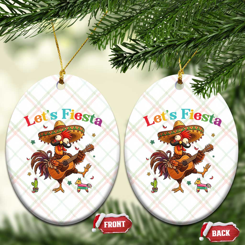 Lets Fiesta Cinco de May Ceramic Ornament Funny Chicken Playing Guitar TS12 Print Your Wear