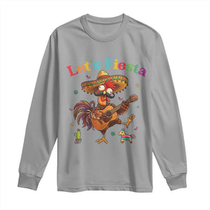 Lets Fiesta Cinco de May Long Sleeve Shirt Funny Chicken Playing Guitar TS12 Sport Gray Print Your Wear