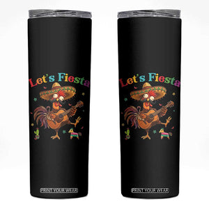 Lets Fiesta Cinco de May Skinny Tumbler Funny Chicken Playing Guitar TS12 Black Print Your Wear