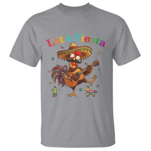 Lets Fiesta Cinco de May T Shirt Funny Chicken Playing Guitar TS12 Sport Gray Print Your Wear