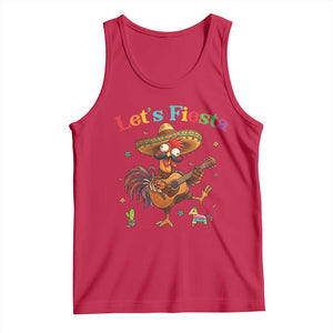 Lets Fiesta Cinco de May Tank Top Funny Chicken Playing Guitar TS12 Red Print Your Wear