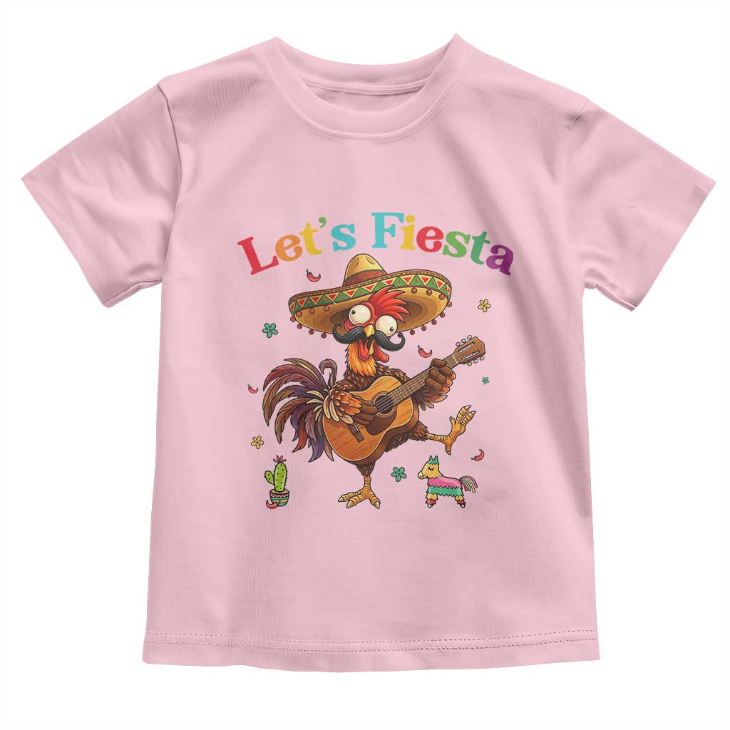 Lets Fiesta Cinco de May Toddler T Shirt Funny Chicken Playing Guitar TS12 Light Pink Print Your Wear