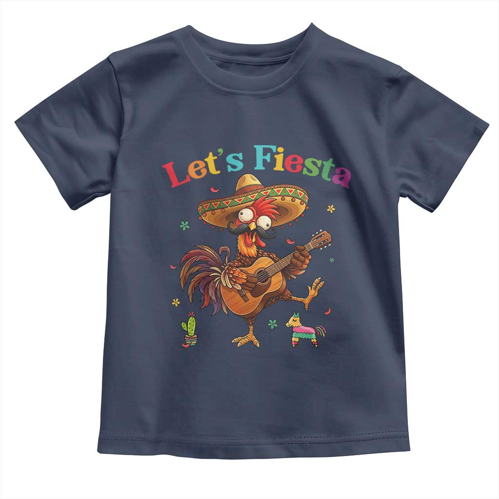 Lets Fiesta Cinco de May Toddler T Shirt Funny Chicken Playing Guitar TS12 Navy Print Your Wear