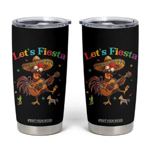 Lets Fiesta Cinco de May Tumbler Cup Funny Chicken Playing Guitar TS12 Black Print Your Wear