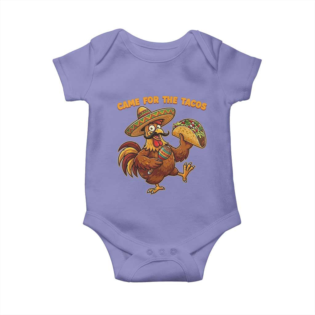 Funny Cinco De Mayo Chicken Baby Onesie Came For The Tacos TS12 Violet Print Your Wear