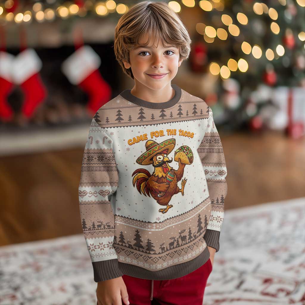 Funny Cinco De Mayo Chicken Ugly Christmas Sweater Came For The Tacos TS12 Mocha Mousse Print Your Wear