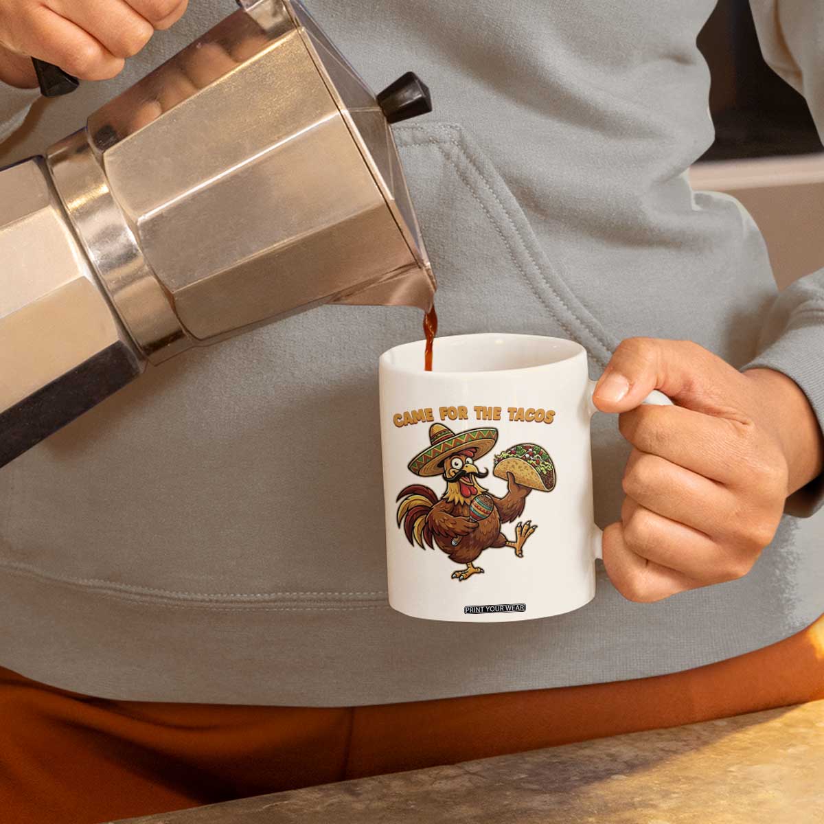 Funny Cinco De Mayo Chicken Coffee Mug Came For The Tacos TS12 Print Your Wear