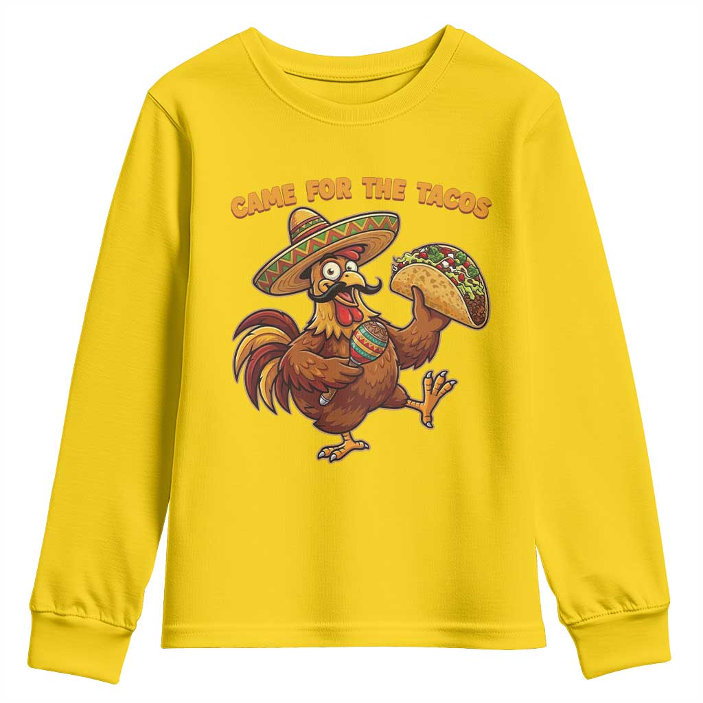 Funny Cinco De Mayo Chicken Youth Sweatshirt Came For The Tacos TS12 Daisy Print Your Wear
