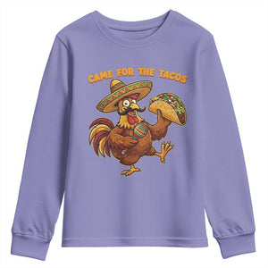 Funny Cinco De Mayo Chicken Youth Sweatshirt Came For The Tacos TS12 Violet Print Your Wear