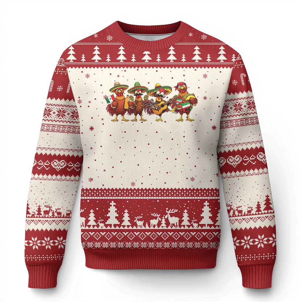 Funny Cinco De Mayo Chicken Squad Ugly Christmas Sweater Mexican Party Celebration Gift TS12 Beige Red Print Your Wear