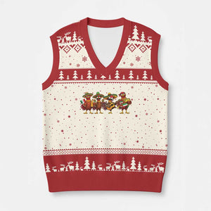 Funny Cinco De Mayo Chicken Squad V-Neck Knit Sweater Vest Mexican Party Celebration Gift TS12 Beige Red Print Your Wear