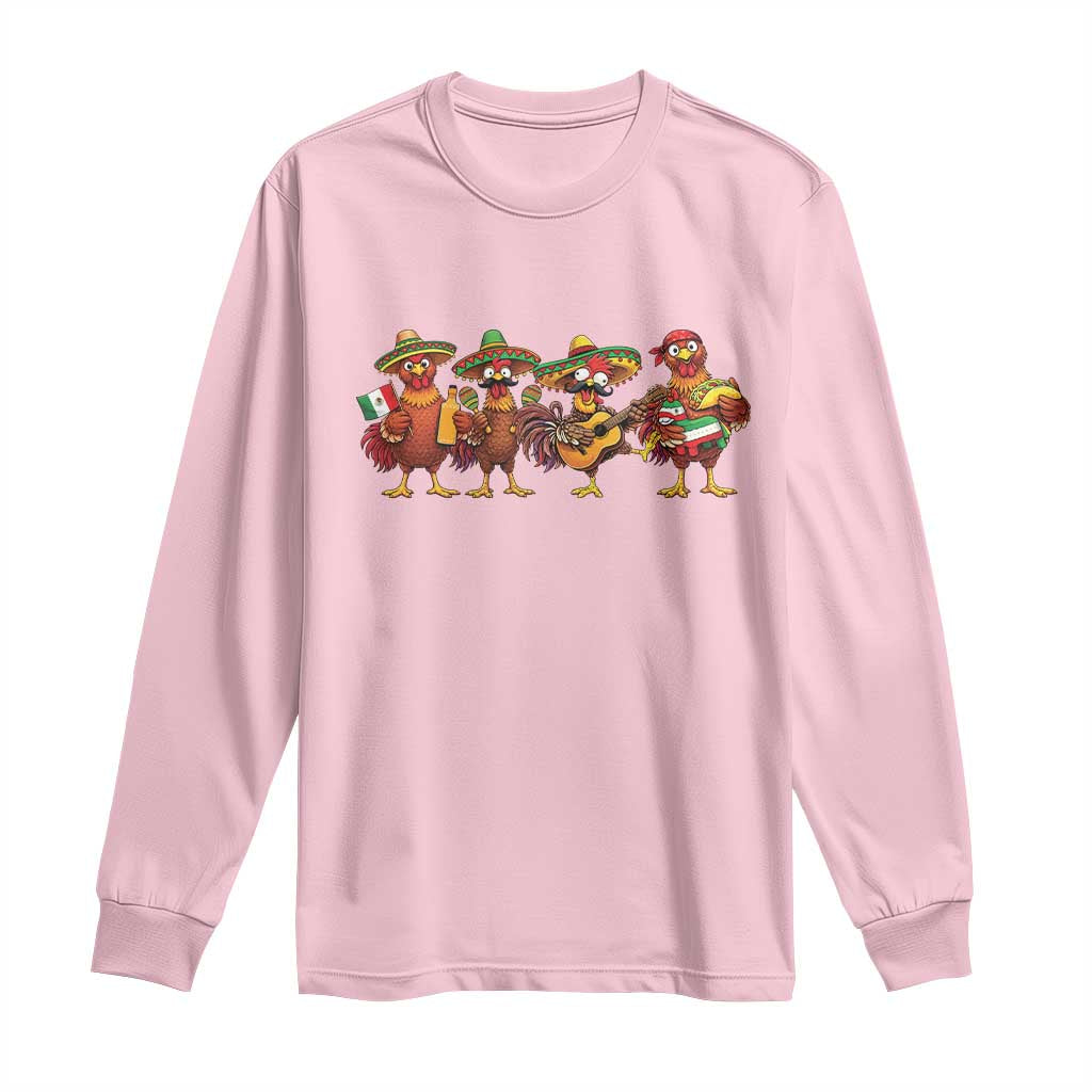 Funny Cinco De Mayo Chicken Squad Long Sleeve Shirt Mexican Party Celebration Gift TS12 Light Pink Print Your Wear