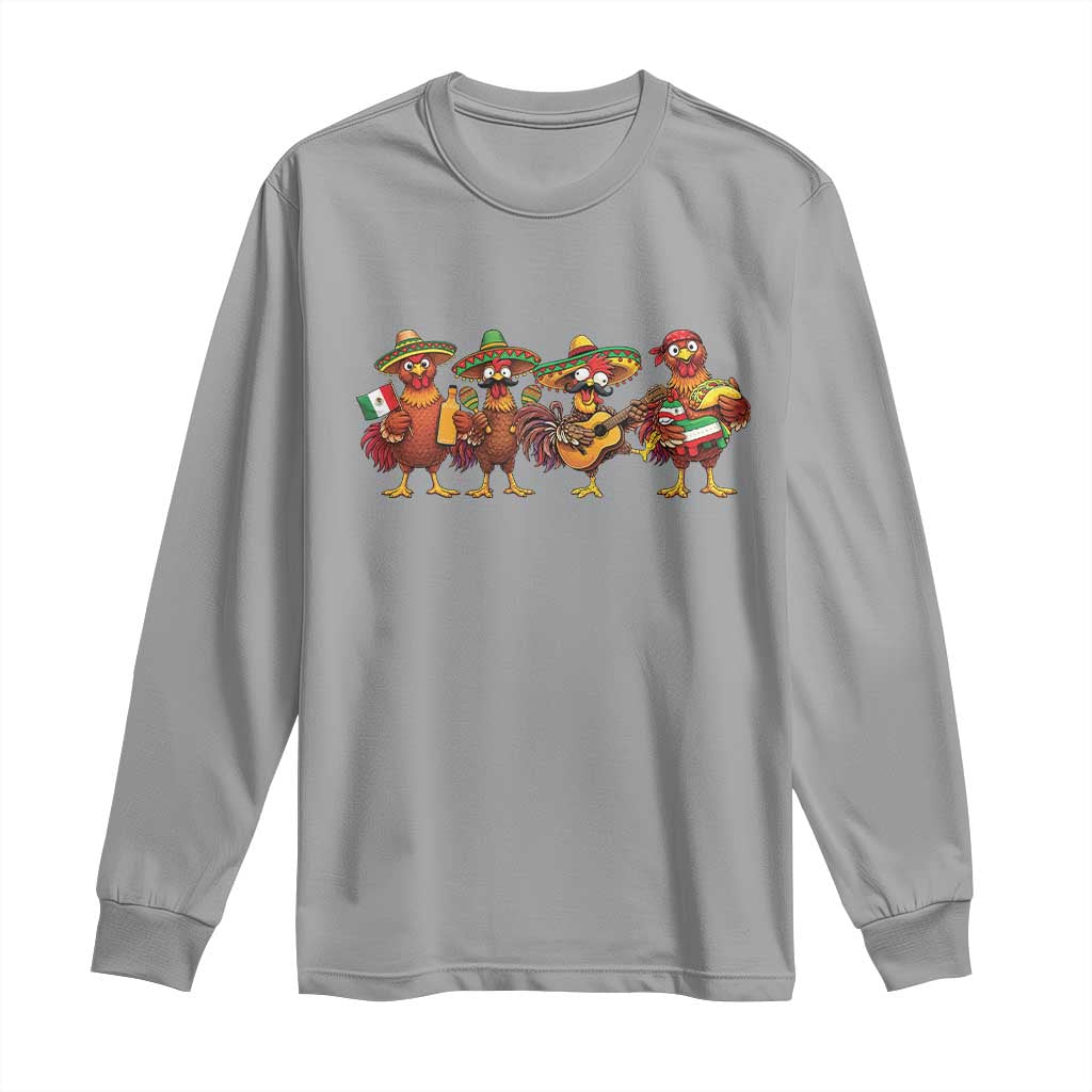 Funny Cinco De Mayo Chicken Squad Long Sleeve Shirt Mexican Party Celebration Gift TS12 Sport Gray Print Your Wear