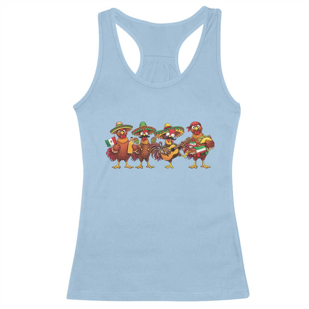 Funny Cinco De Mayo Chicken Squad Racerback Tank Top Mexican Party Celebration Gift TS12 Light Blue Print Your Wear