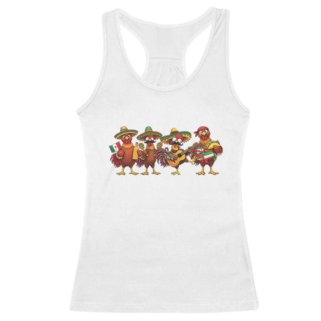 Funny Cinco De Mayo Chicken Squad Racerback Tank Top Mexican Party Celebration Gift TS12 White Print Your Wear