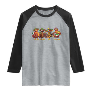 Funny Cinco De Mayo Chicken Squad Raglan Shirt Mexican Party Celebration Gift TS12 Heather Gray Black Print Your Wear