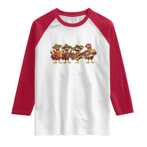 Funny Cinco De Mayo Chicken Squad Raglan Shirt Mexican Party Celebration Gift TS12 White Red Print Your Wear