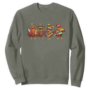 Funny Cinco De Mayo Chicken Squad Sweatshirt Mexican Party Celebration Gift TS12 Military Green Print Your Wear