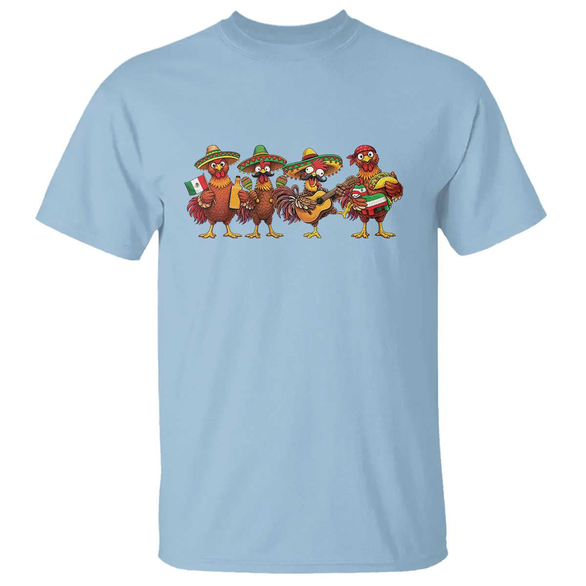 Funny Cinco De Mayo Chicken Squad T Shirt Mexican Party Celebration Gift TS12 Light Blue Print Your Wear