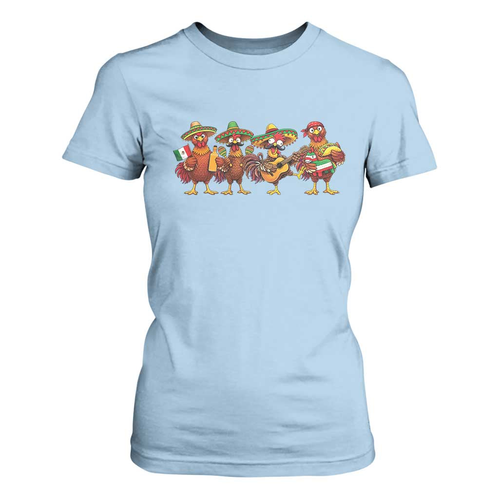 Funny Cinco De Mayo Chicken Squad T Shirt For Women Mexican Party Celebration Gift TS12 Light Blue Print Your Wear