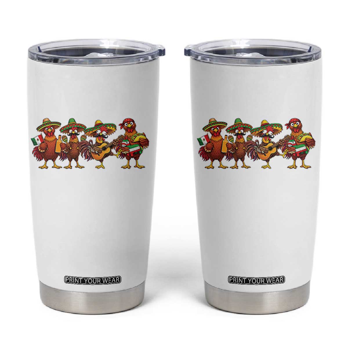 Funny Cinco De Mayo Chicken Squad Tumbler Cup Mexican Party Celebration Gift TS12 White Print Your Wear