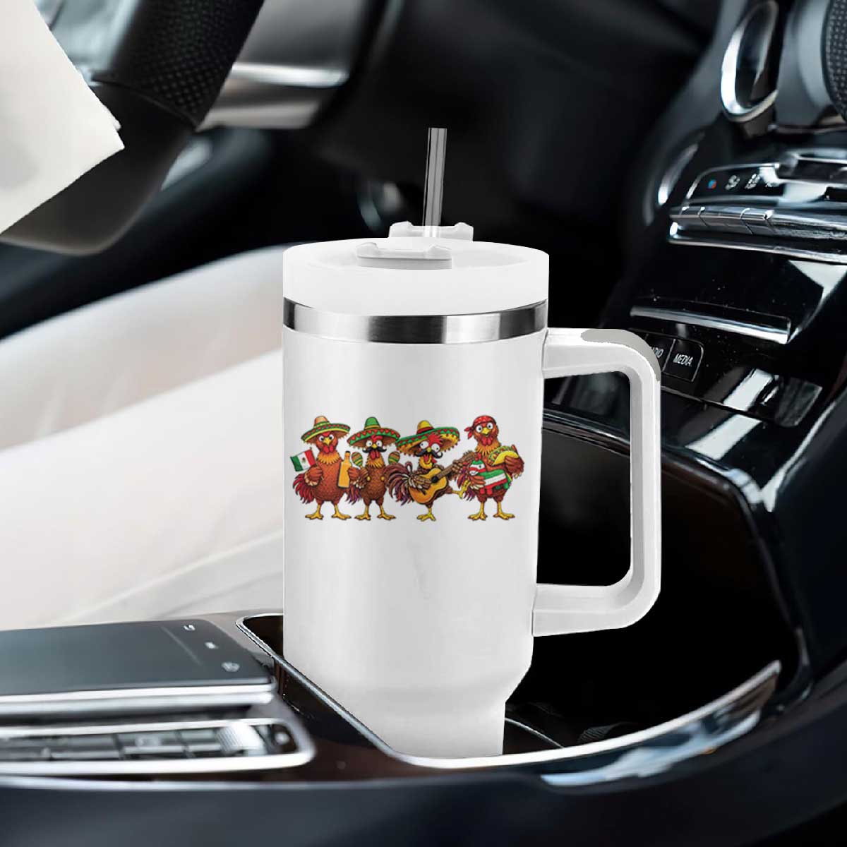 Funny Cinco De Mayo Chicken Squad Tumbler With Handle Mexican Party Celebration Gift TS12 Print Your Wear