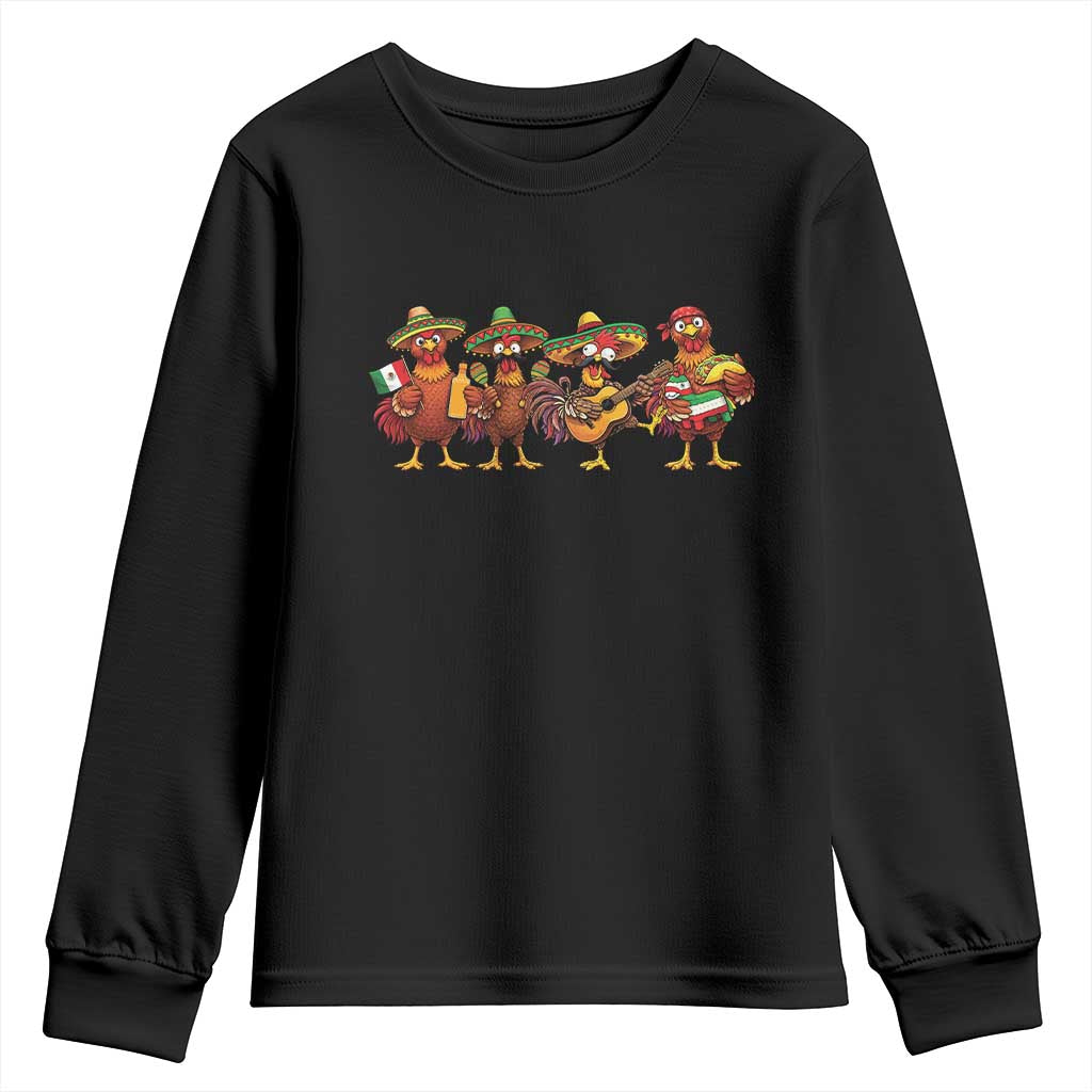 Funny Cinco De Mayo Chicken Squad Youth Sweatshirt Mexican Party Celebration Gift TS12 Black Print Your Wear
