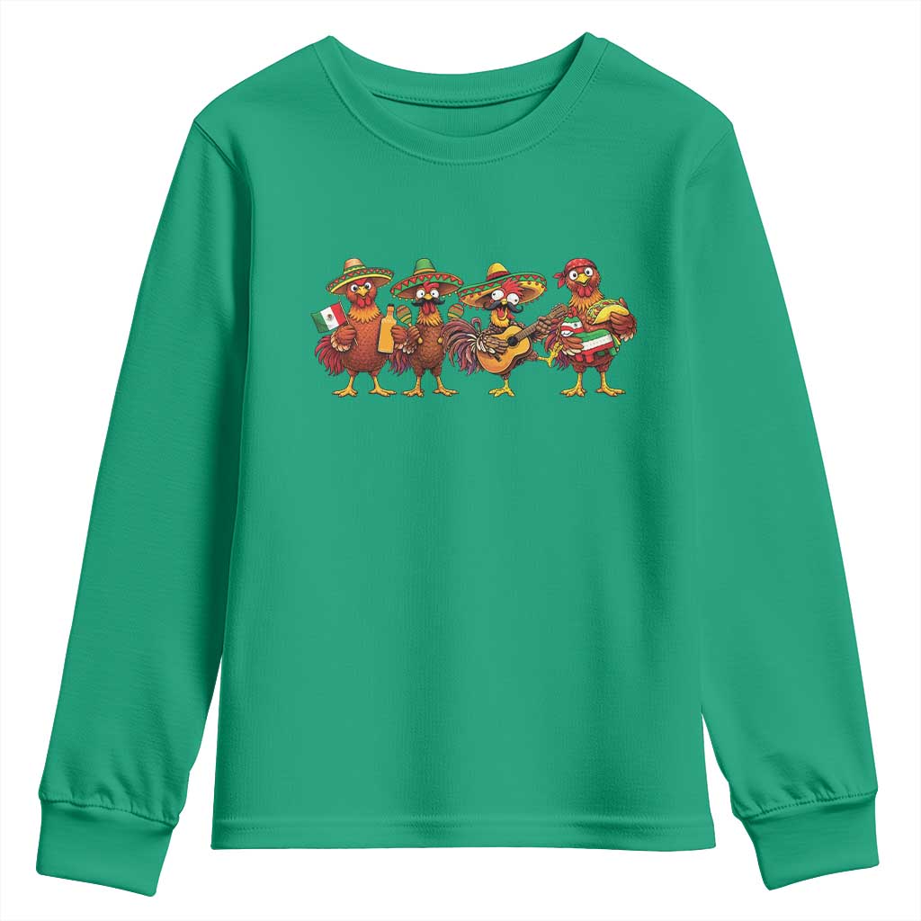 Funny Cinco De Mayo Chicken Squad Youth Sweatshirt Mexican Party Celebration Gift TS12 Irish Green Print Your Wear