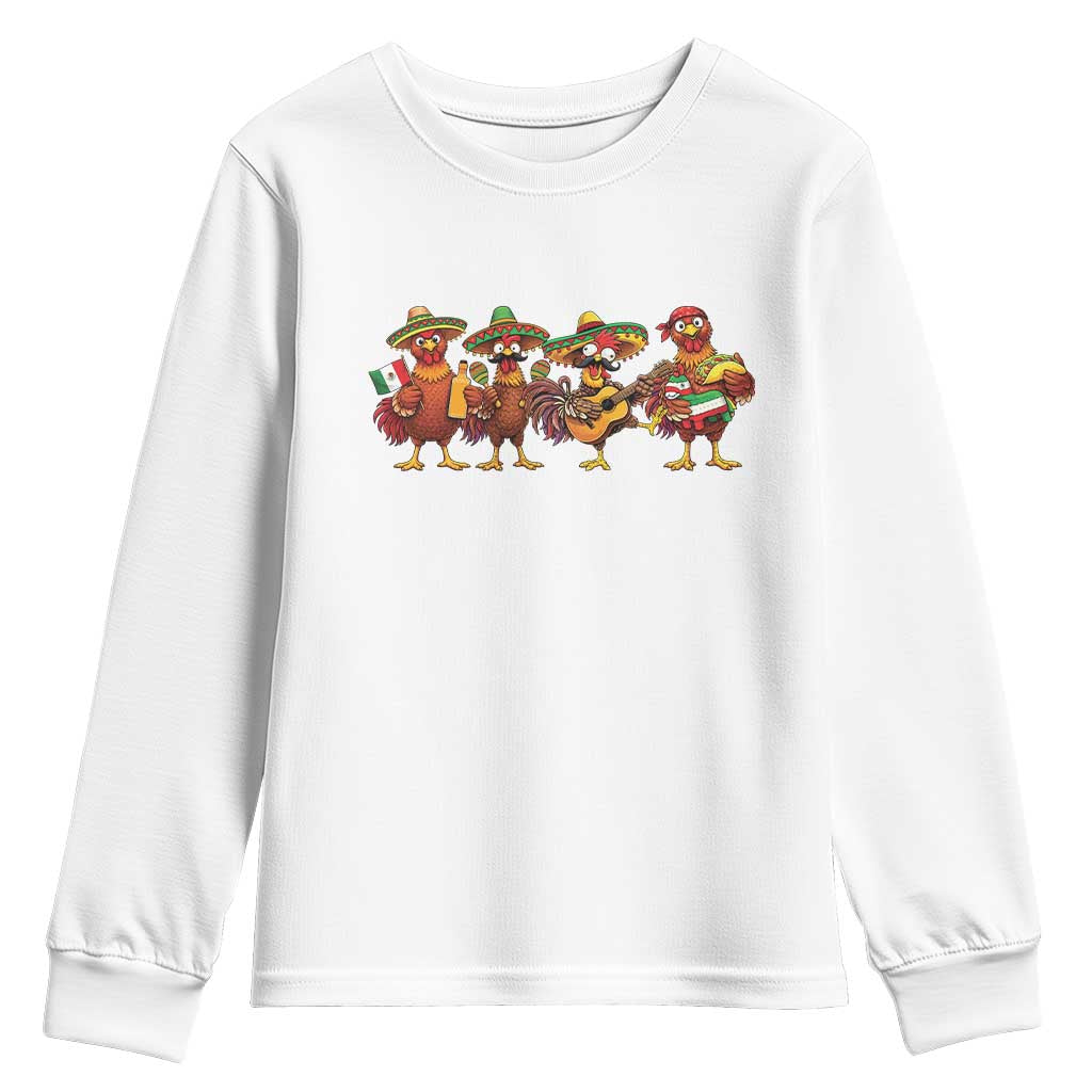 Funny Cinco De Mayo Chicken Squad Youth Sweatshirt Mexican Party Celebration Gift TS12 White Print Your Wear