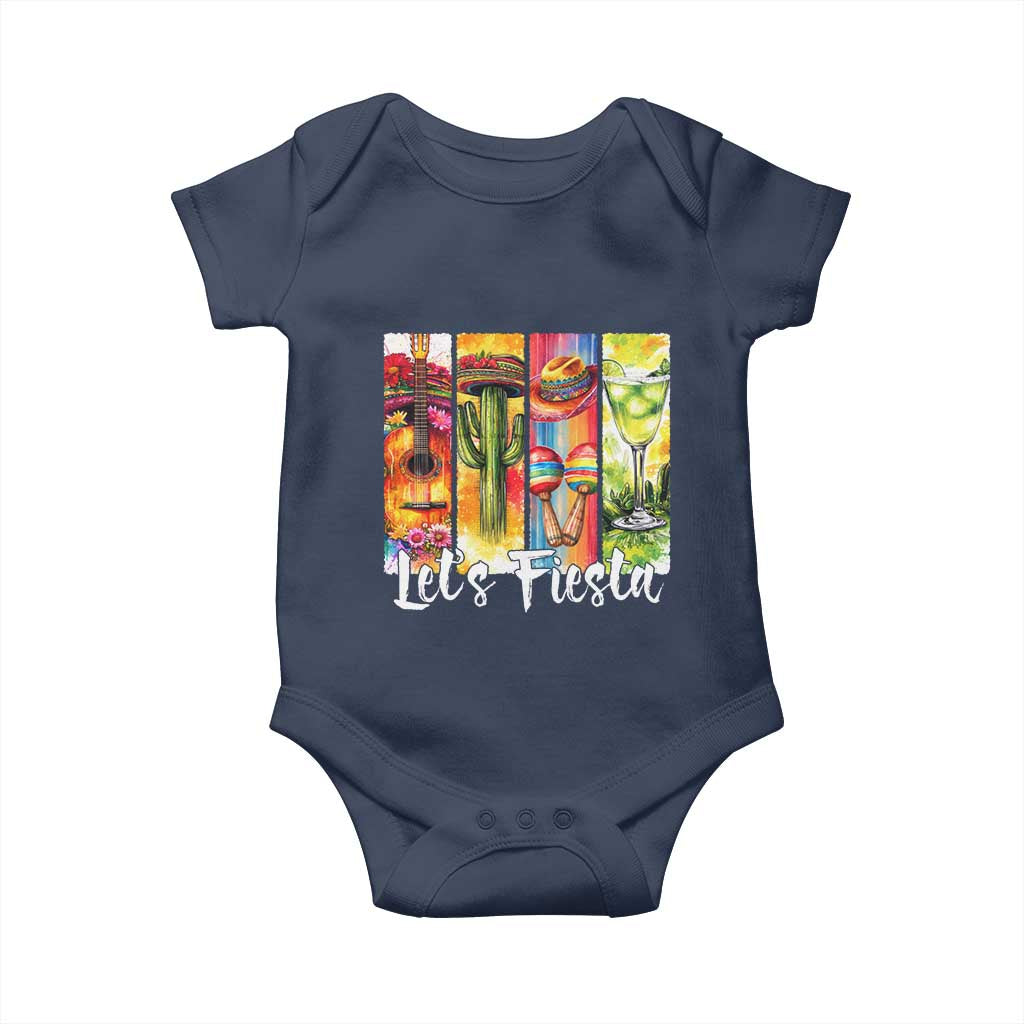 Lets Fiesta Baby Onesie Funny Cinco De Mayo Party Celebration TS12 Navy Print Your Wear
