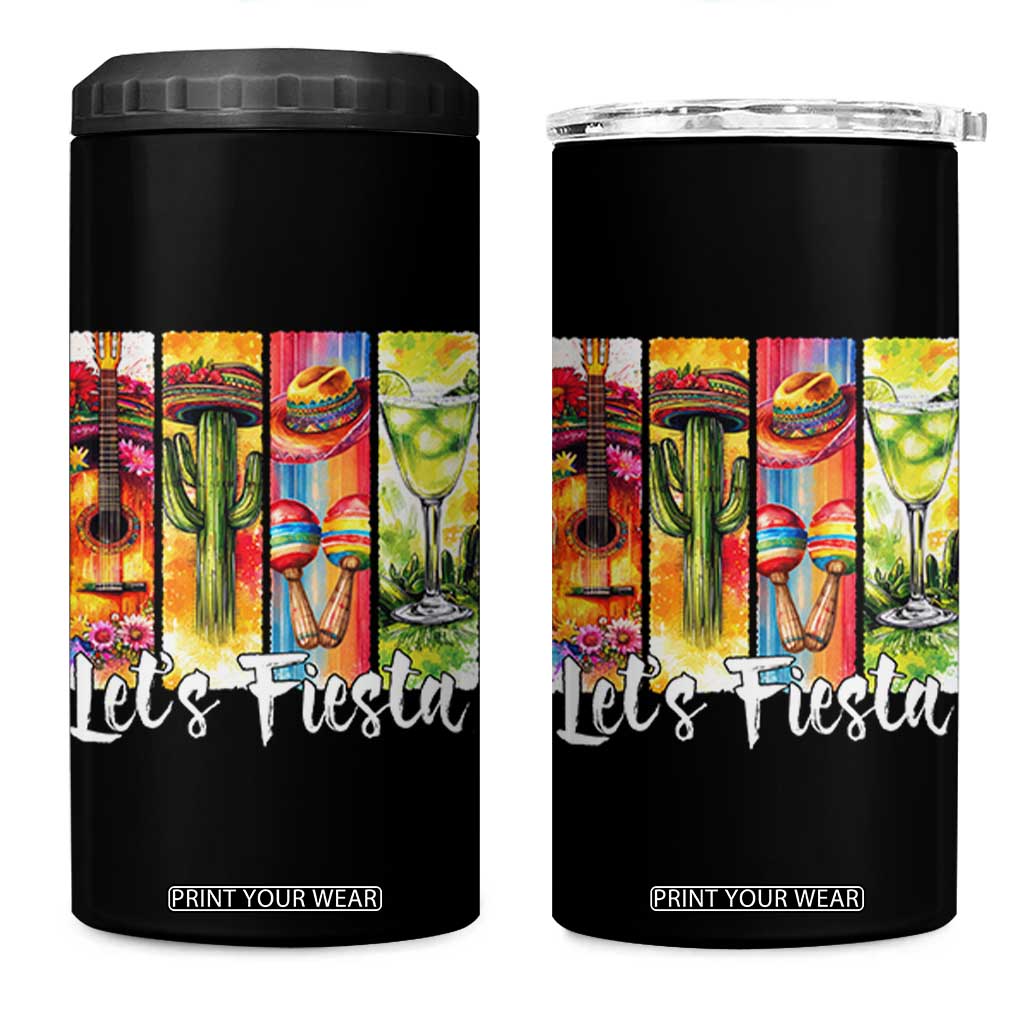Lets Fiesta 4 in 1 Can Cooler Tumbler Funny Cinco De Mayo Party Celebration TS12 One Size: 16 oz Black Print Your Wear