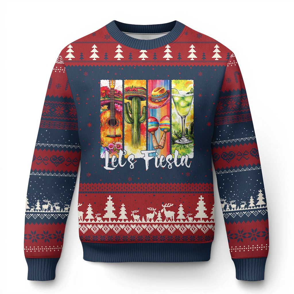 Lets Fiesta Ugly Christmas Sweater Funny Cinco De Mayo Party Celebration TS12 Navy Red Print Your Wear