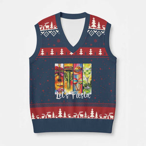 Lets Fiesta V-Neck Knit Sweater Vest Funny Cinco De Mayo Party Celebration TS12 Navy Red Print Your Wear