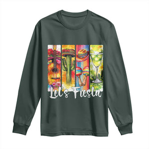 Lets Fiesta Long Sleeve Shirt Funny Cinco De Mayo Party Celebration TS12 Dark Forest Green Print Your Wear