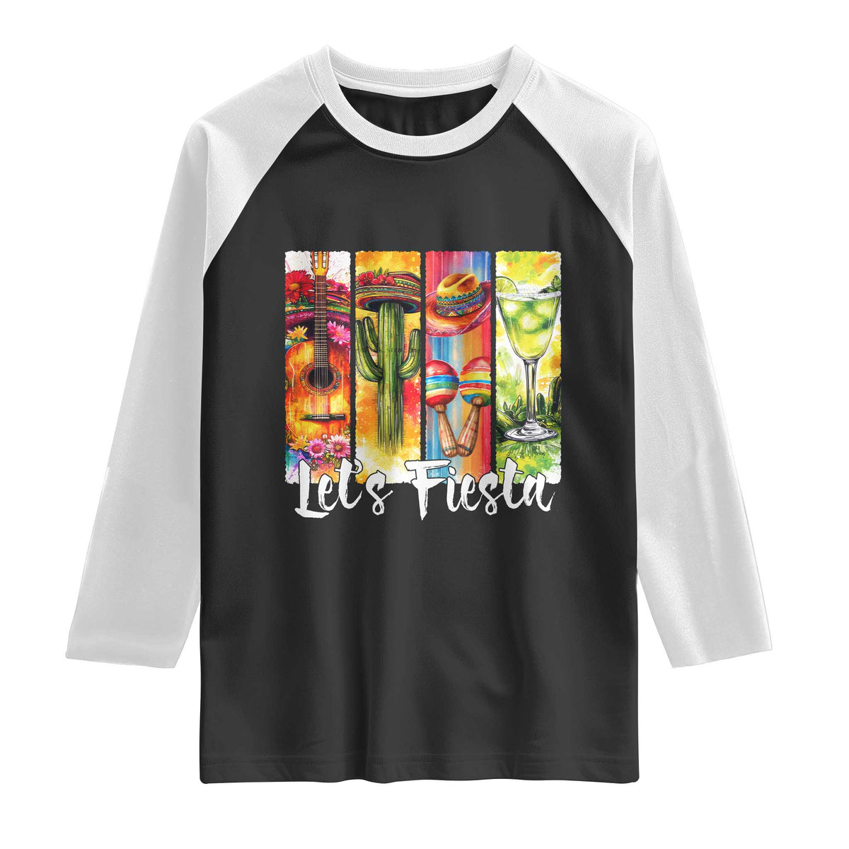 Lets Fiesta Raglan Shirt Funny Cinco De Mayo Party Celebration TS12 Black White Print Your Wear