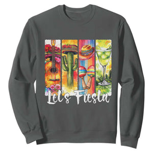 Lets Fiesta Sweatshirt Funny Cinco De Mayo Party Celebration TS12 Dark Heather Print Your Wear