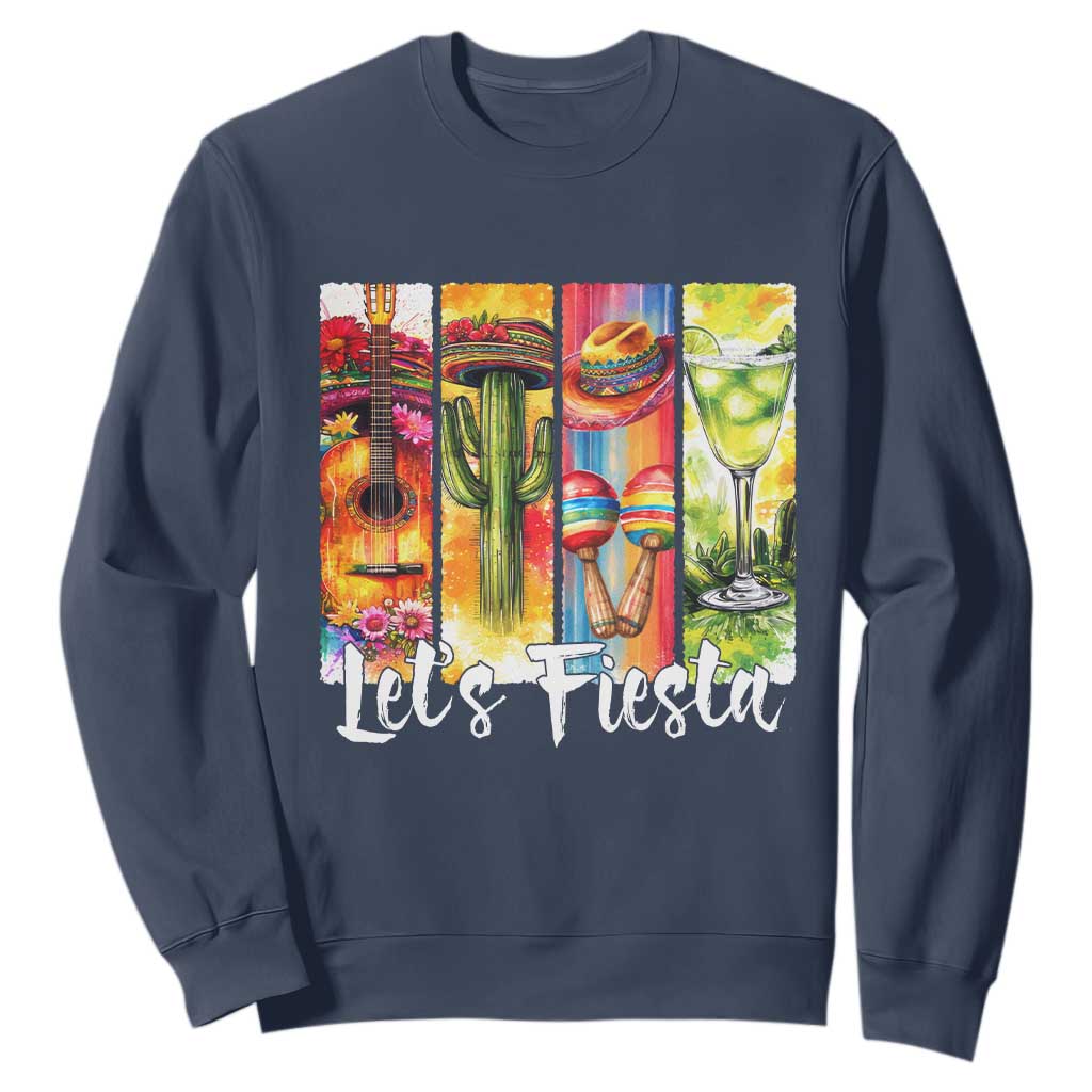 Lets Fiesta Sweatshirt Funny Cinco De Mayo Party Celebration TS12 Navy Print Your Wear