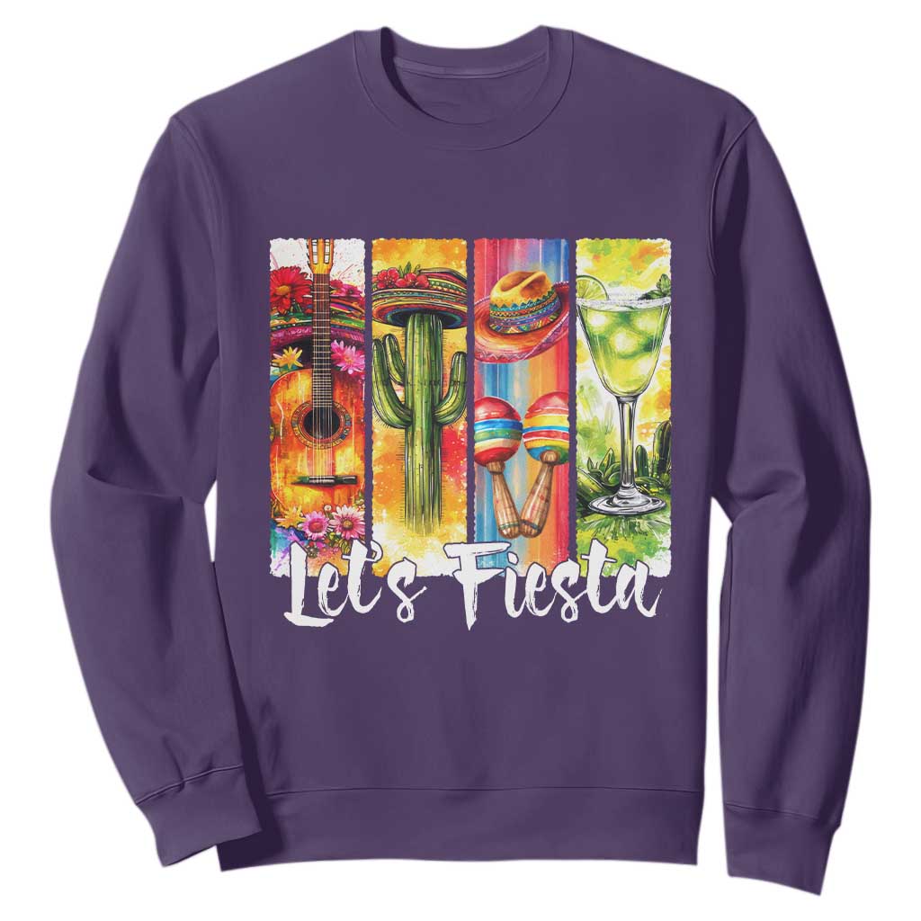Lets Fiesta Sweatshirt Funny Cinco De Mayo Party Celebration TS12 Purple Print Your Wear
