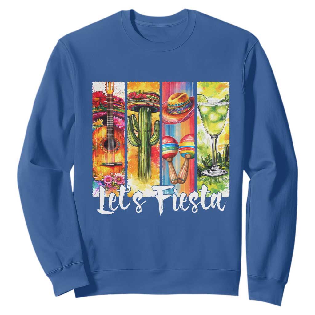 Lets Fiesta Sweatshirt Funny Cinco De Mayo Party Celebration TS12 Royal Blue Print Your Wear