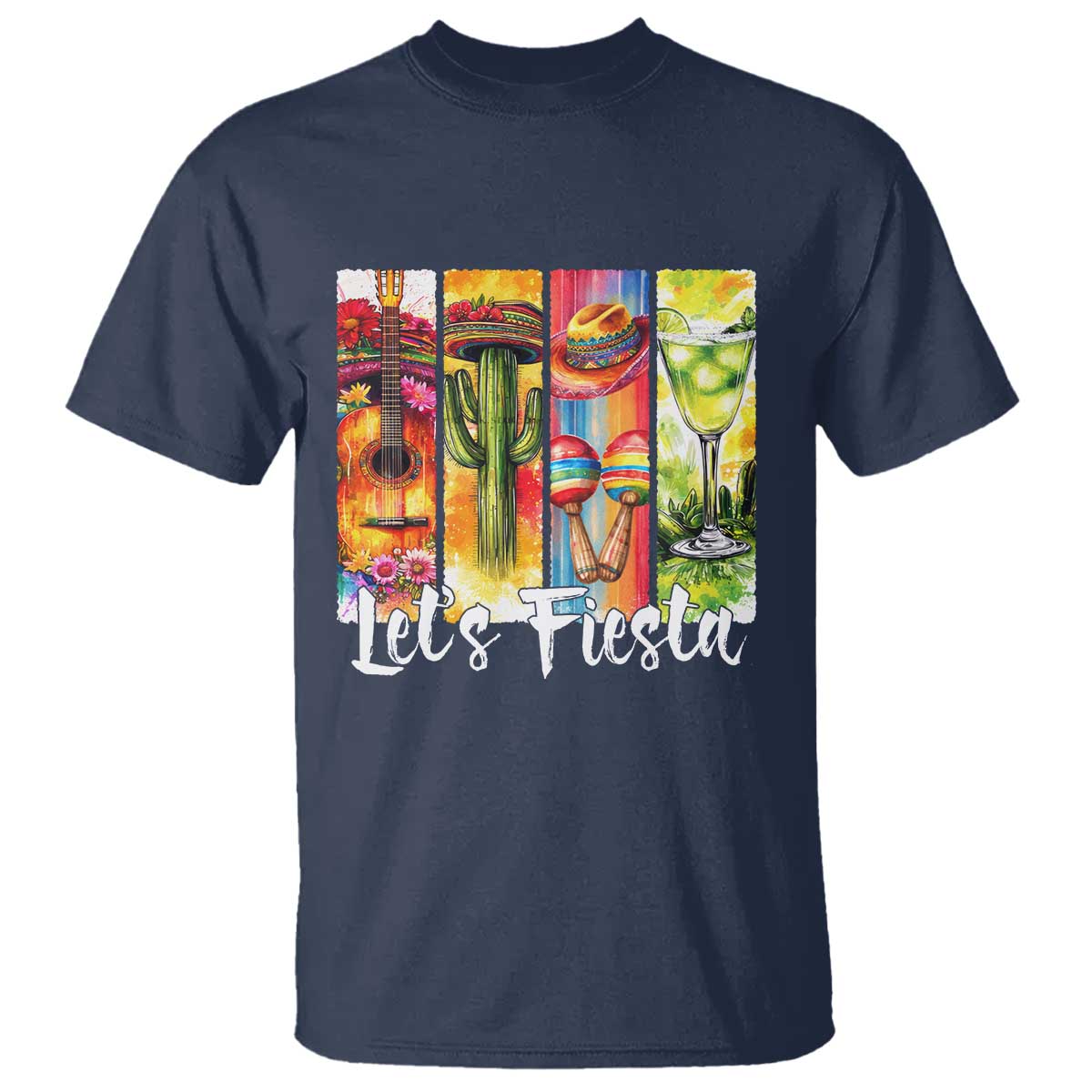 Lets Fiesta T Shirt Funny Cinco De Mayo Party Celebration TS12 Navy Print Your Wear