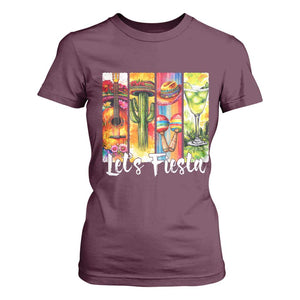 Lets Fiesta T Shirt For Women Funny Cinco De Mayo Party Celebration TS12 Maroon Print Your Wear