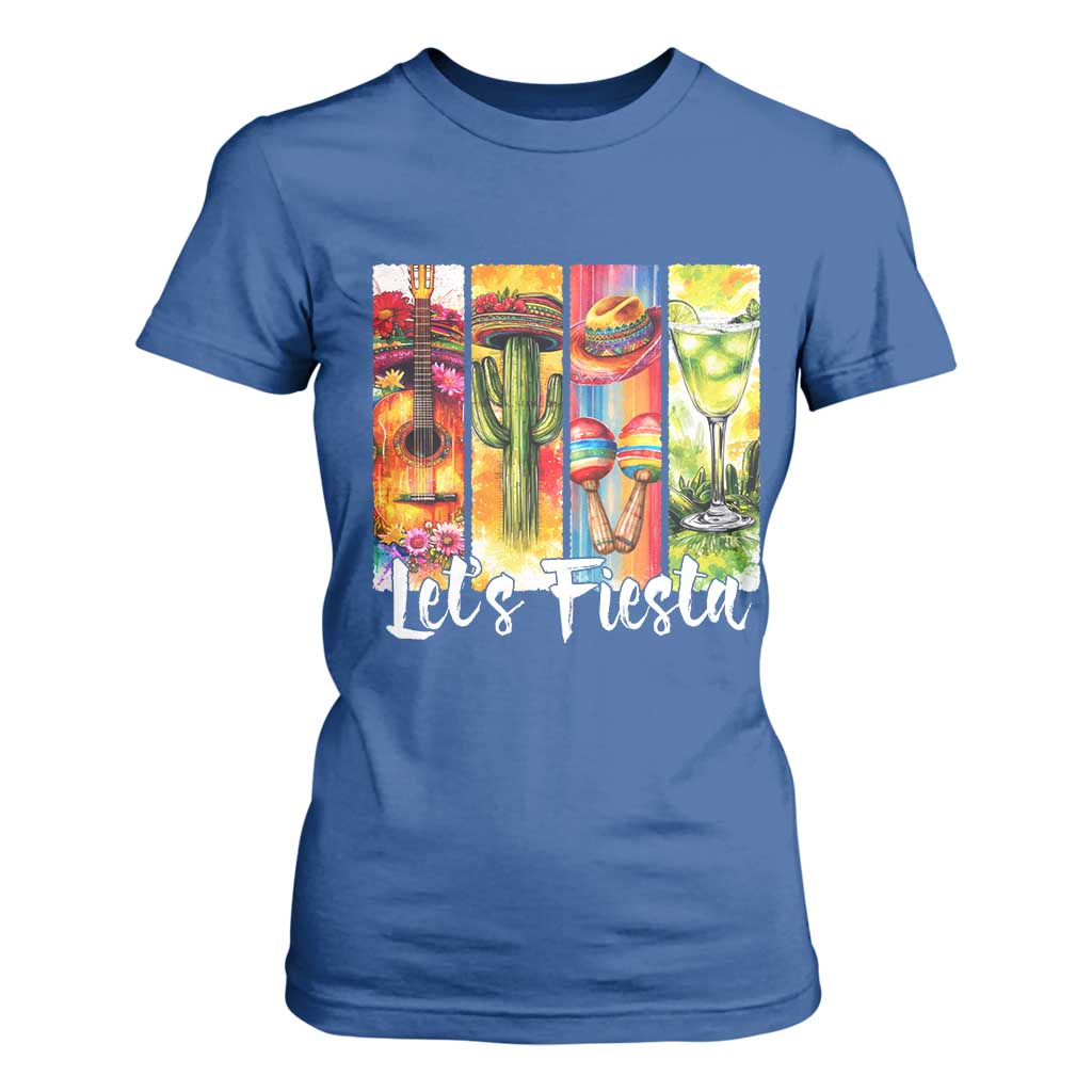 Lets Fiesta T Shirt For Women Funny Cinco De Mayo Party Celebration TS12 Royal Blue Print Your Wear