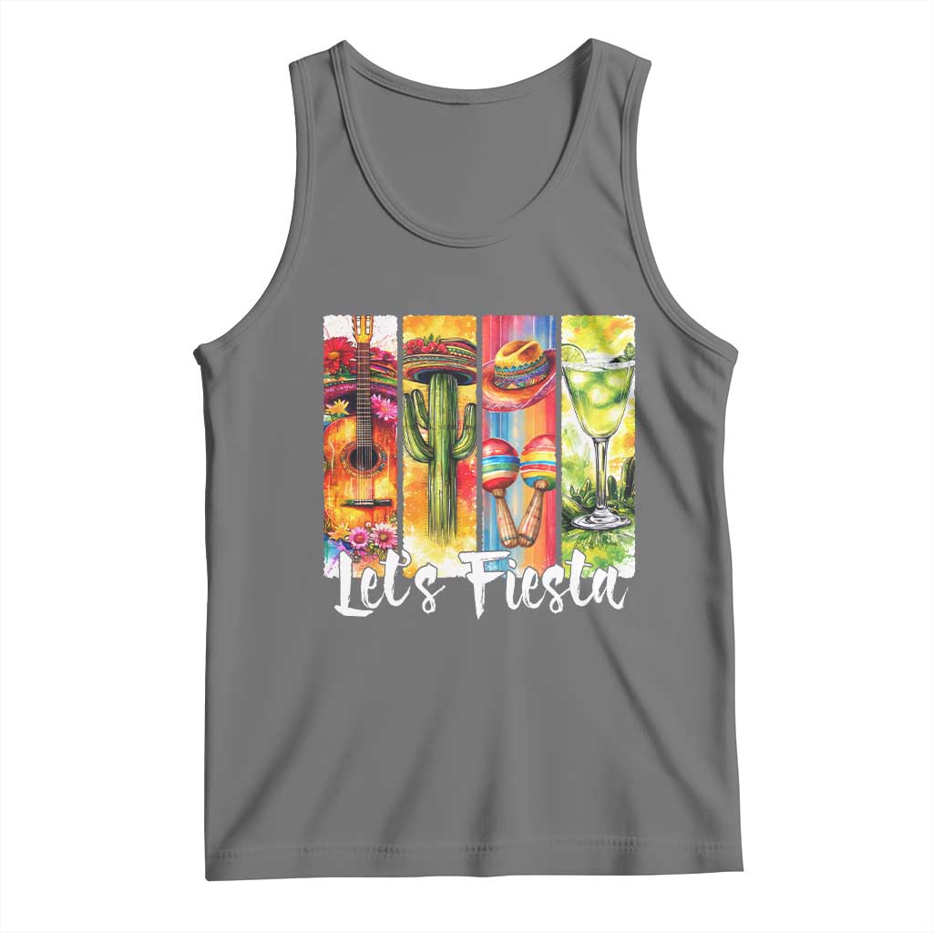 Lets Fiesta Tank Top Funny Cinco De Mayo Party Celebration TS12 Black Heather Print Your Wear