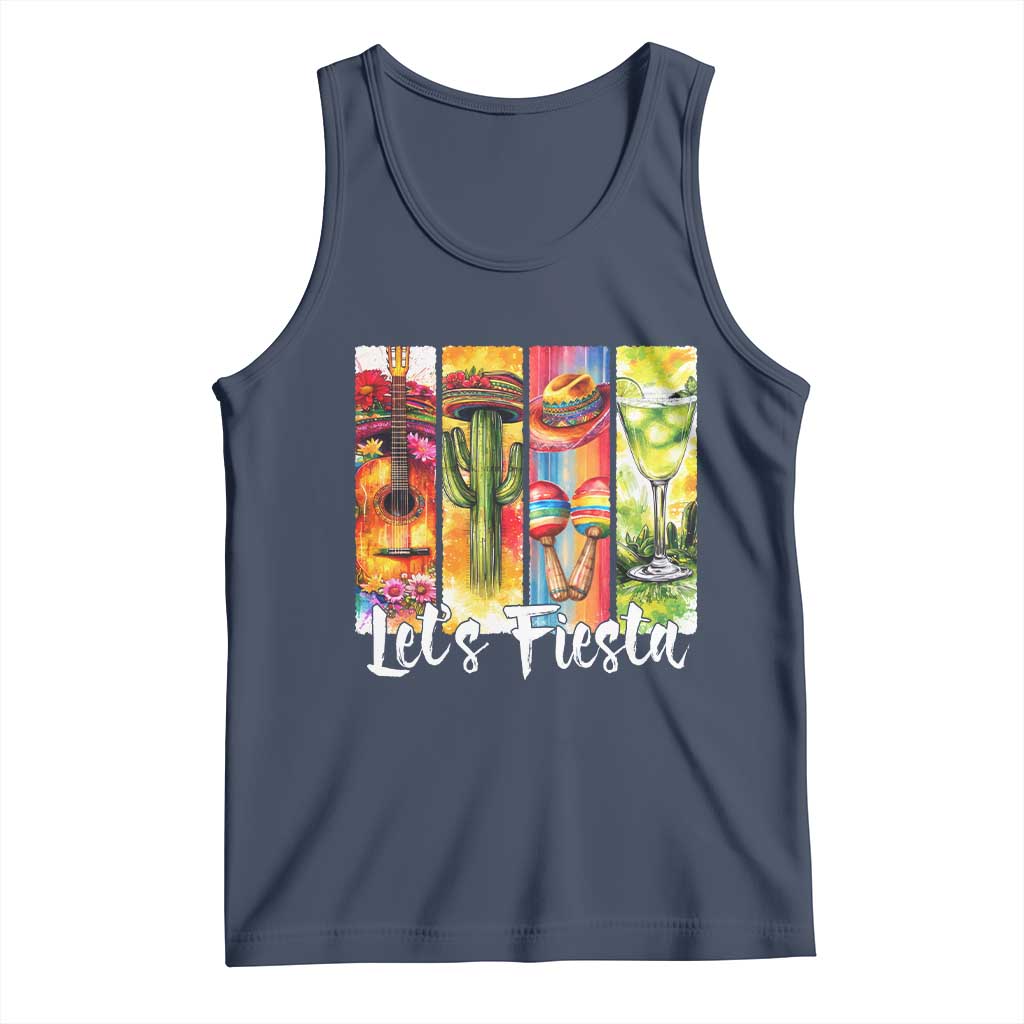 Lets Fiesta Tank Top Funny Cinco De Mayo Party Celebration TS12 Navy Print Your Wear