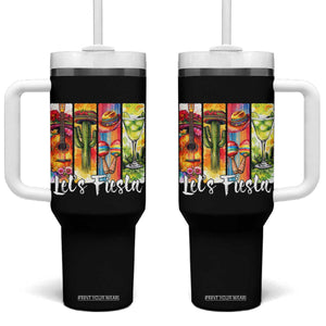Lets Fiesta Tumbler With Handle Funny Cinco De Mayo Party Celebration TS12 One Size: 40 oz Black Print Your Wear
