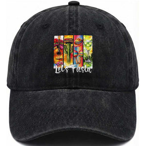 Lets Fiesta Washed Cotton Baseball Cap Funny Cinco De Mayo Party Celebration TS12 Print Your Wear