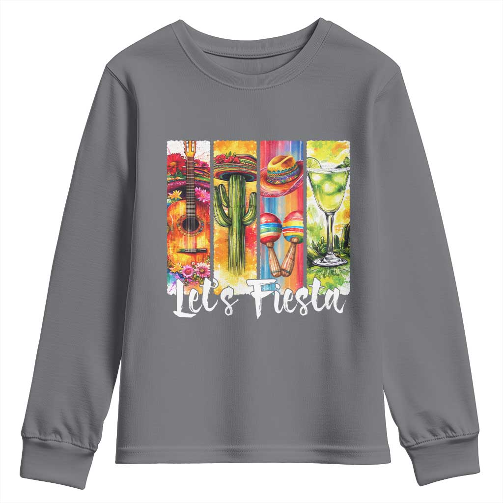 Lets Fiesta Youth Sweatshirt Funny Cinco De Mayo Party Celebration TS12 Charcoal Print Your Wear