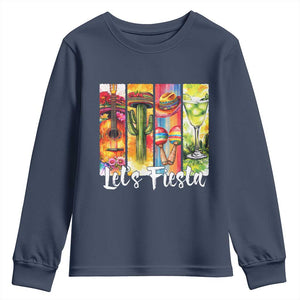 Lets Fiesta Youth Sweatshirt Funny Cinco De Mayo Party Celebration TS12 Navy Print Your Wear